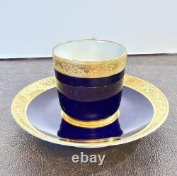 Antique T & V Limoges Cobalt Blue Gold Encrusted Demitasse C & S Conde Pattern