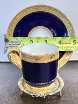 Antique T & V Limoges Cobalt Blue Gold Encrusted Demitasse C & S Conde Pattern