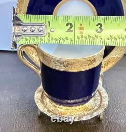 Antique T & V Limoges Cobalt Blue Gold Encrusted Demitasse C & S Conde Pattern