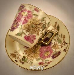 Antique T & V Limoges Demitasse Cup & Saucer, Chrysanthemums