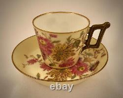 Antique T & V Limoges Demitasse Cup & Saucer, Chrysanthemums