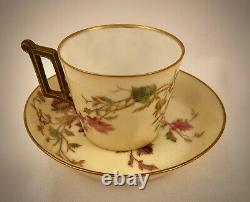 Antique T & V Limoges Demitasse Cup & Saucer, Chrysanthemums