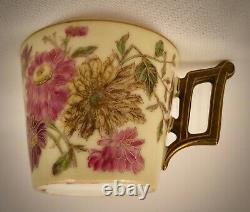 Antique T & V Limoges Demitasse Cup & Saucer, Chrysanthemums