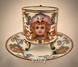 Antique Thallimier Demitasse Cups & Saucers, Portrait A