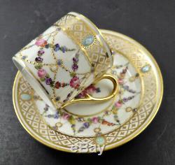 Antique Thieme Dresden Demitasse Cup & Saucer, Jeweled
