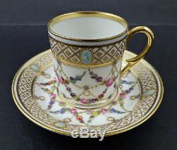 Antique Thieme Dresden Demitasse Cup & Saucer, Jeweled
