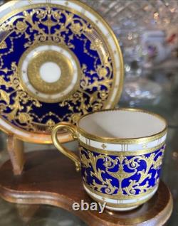 Antique Tiffany & Co. Cobalt Blue Gold Demitasse Cup Saucer Set H3885 Circa 1925