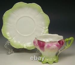 Antique Tulip Molding Footed Demitasse Cup & Saucer