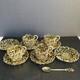 Antique Turkish Turkiye Ormolu 4 Tea Demitasse Cup Holders 6 Saucers 1 Spoon