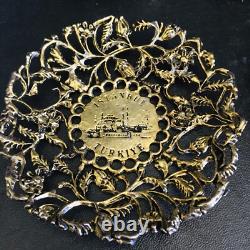 Antique Turkish Turkiye Ormolu 4 Tea Demitasse Cup Holders 6 Saucers 1 Spoon