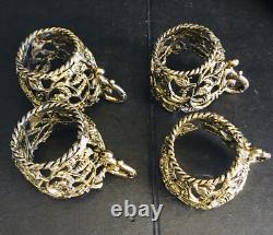 Antique Turkish Turkiye Ormolu 4 Tea Demitasse Cup Holders 6 Saucers 1 Spoon