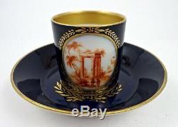 Antique Vienna Demitasse Cup & Saucer, Cobalt Blue