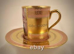 Antique Vienna Demitasse Cup & Saucer, Cupid & Lady