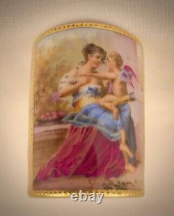 Antique Vienna Demitasse Cup & Saucer, Cupid & Lady