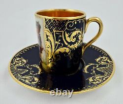 Antique Vienna Demitasse Cup Saucer, Scenic