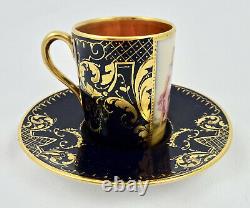 Antique Vienna Demitasse Cup Saucer, Scenic