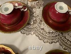 Antique Vintage Weimar Katherine Demitasse Coffee 6 Cups+ 6 Saucers. Burgundy