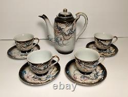 Antique Vtg Dragonware Set (Moriage) Teapot, Demitasse Cups & Saucers Japan 10pc