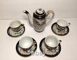 Antique Vtg Dragonware Set (Moriage) Teapot, Demitasse Cups & Saucers Japan 10pc