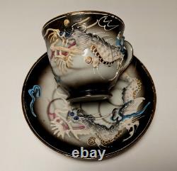 Antique Vtg Dragonware Set (Moriage) Teapot, Demitasse Cups & Saucers Japan 10pc