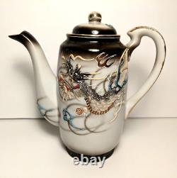 Antique Vtg Dragonware Set (Moriage) Teapot, Demitasse Cups & Saucers Japan 10pc