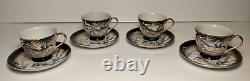 Antique Vtg Dragonware Set (Moriage) Teapot, Demitasse Cups & Saucers Japan 10pc