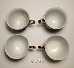 Antique Vtg Dragonware Set (Moriage) Teapot, Demitasse Cups & Saucers Japan 10pc