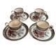 Antique W T Copeland Floral Z2014 Pattern Demitasse Cups & Saucers Set 0f 4 Rare