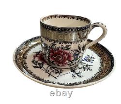 Antique W T Copeland Floral Z2014 Pattern Demitasse Cups & Saucers Set 0f 4 Rare