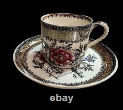 Antique W T Copeland Floral Z2014 Pattern Demitasse Cups & Saucers Set 0f 4 Rare