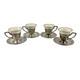 Antique Wh Saart Sterling Silver Set 4 Demitasse Cups Saucers Lenox Liners Whsco