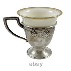 Antique WH Saart Sterling Silver Set 4 Demitasse Cups Saucers Lenox Liners WHSCO