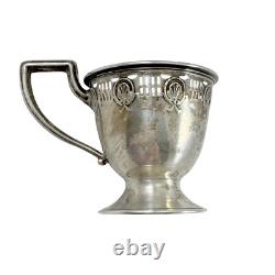 Antique WH Saart Sterling Silver Set 4 Demitasse Cups Saucers Lenox Liners WHSCO