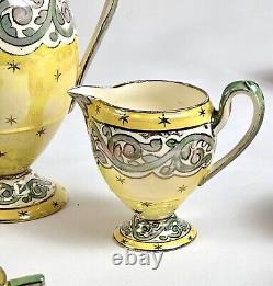 Antique Wedgwood Art Nouveau Demitasse Coffee Set Lustre Glazed, 1920s, 13pc Set