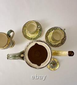 Antique Wedgwood Art Nouveau Demitasse Coffee Set Lustre Glazed, 1920s, 13pc Set