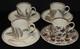 Antique Wedgwood Brown Transfer Aesthetic Botanical Demitasse Cups & Saucers