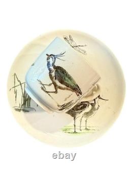 Antique c 1882 DOULTON'S Demitasse Cup + Saucer Set 4 Pcs Birds Hand Painted