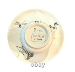 Antique c 1882 DOULTON'S Demitasse Cup + Saucer Set 4 Pcs Birds Hand Painted