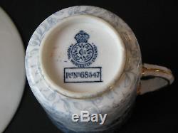 Antique (c. 1895) Royal Worcester Cup & Saucer Demitasse B&W Gilt Rim BEAUTY