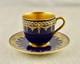 Antique C1925 Art Deco Royal Worcester Blue/gilt Jewelled Demitasse Cup & Saucer