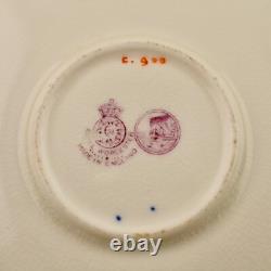 Antique c1925 Art Deco Royal Worcester blue/gilt jewelled demitasse cup & saucer