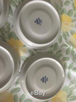 Arabia Anemone Blue 8 Cups/saucers Signed. Vintage Excellent Condition