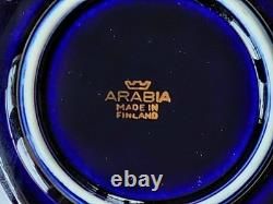 Arabia Cobalt Blue Demitasse Tea Cups And Saucers Gold Trim Set Of 6 Rare