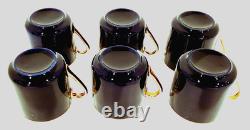 Arabia Cobalt Blue Demitasse Tea Cups And Saucers Gold Trim Set Of 6 Rare