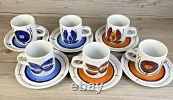 Arabia Finland Demitasse Cappuccino Set of 6 Cups and Saucers Unmarked Vintage
