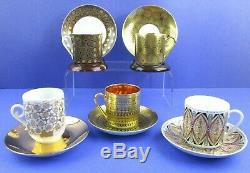 Arabia, Finland Esteri Tomula Mocha/Demitasse Cups & Saucers Set of 5