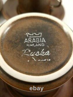 Arabia Finland Ruska Cups, Demitasses, Saucers, Bowls, Plates, Creamer 25 Pieces