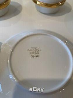 Arabia Made In Finland Demitasse Cups And Saucers Espresso Tea Mid Century Gold