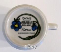Arabia Of Finland Flora 5 Sets Espresso/demitasse Cups & Saucers + Extra Pc
