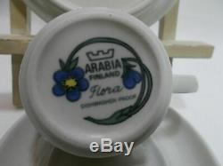 Arabia Of Finland Flora Four (4) Demitasse Cup & Saucer Sets Vgc